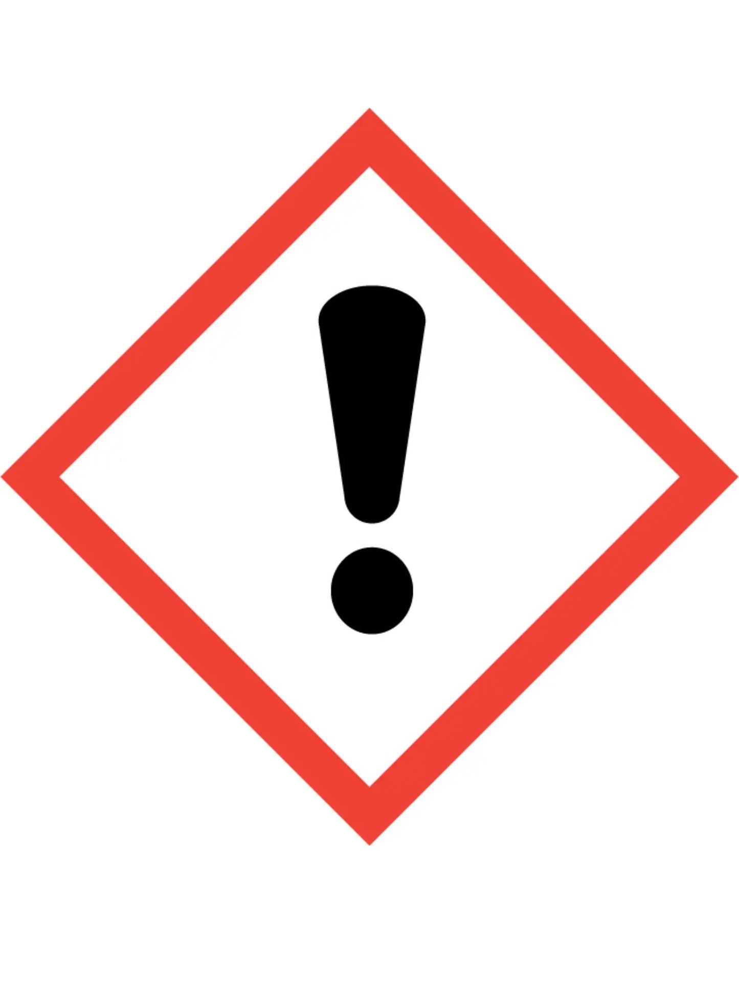 Gefahrenpiktogramm Ausrufezeichen: Schwarzes Ausrufezeichen, mit rotem Viereck, auf einem weissen Hintergrund. 