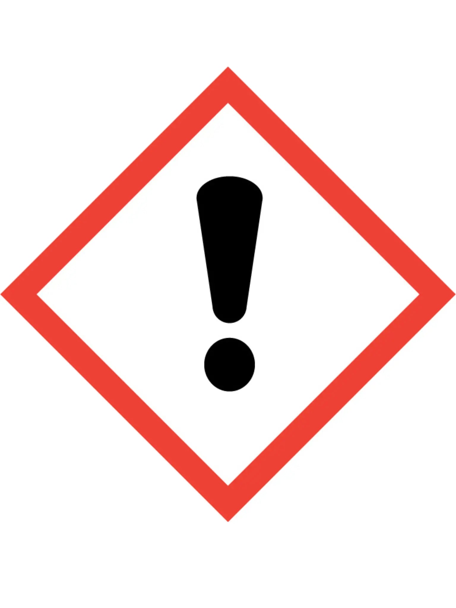 Gefahrenpiktogramm Ausrufezeichen: Schwarzes Ausrufezeichen, mit rotem Viereck, auf einem weissen Hintergrund. 