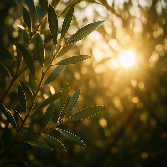 Olivenhain beim Sonnenuntergang