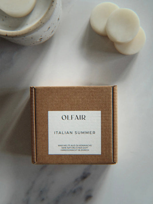 Italian Summer Duftwachs auf einem Marmor Hintergrund